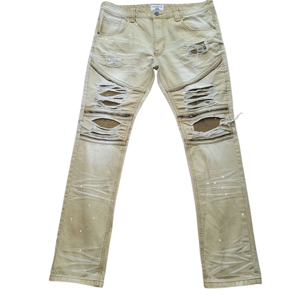 Smoke Rise Original Vintage Denim Destroyed Slim-Fit Jeans Size 38/34